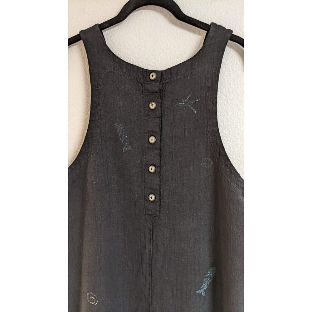 Women's Black Linen Sleeveless Mermaid Ocean Theme Casual Dress S/M - Picture 7 of 9